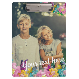 Kundenspezifischer Foto-Text-lebhafte Blumen und Klemmbrett