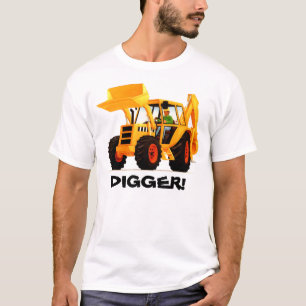 Kundenspezifischer gelber Bau-Gräber T-Shirt