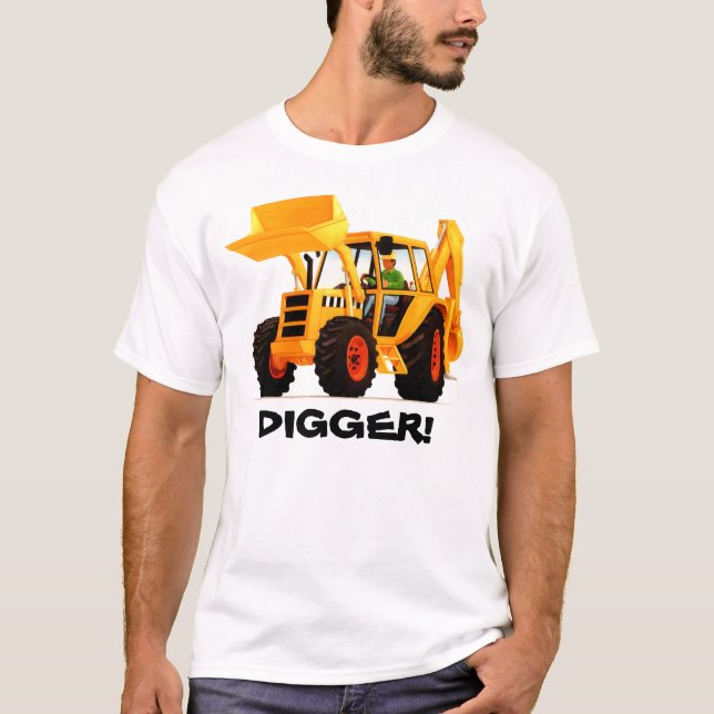 Kundenspezifischer gelber Bau-Gräber T-Shirt (Vorderseite)