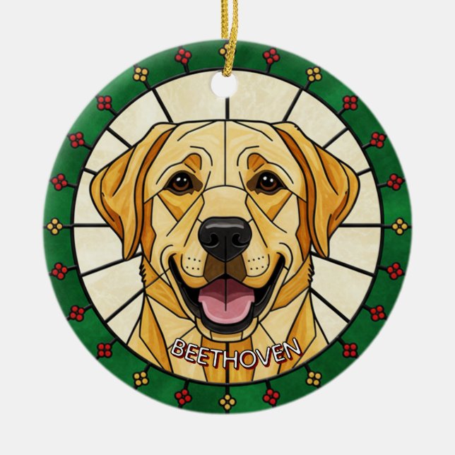 kundenspezifischer gestanzter Glaseffekt DOG's Nam Keramik Ornament (Vorne)