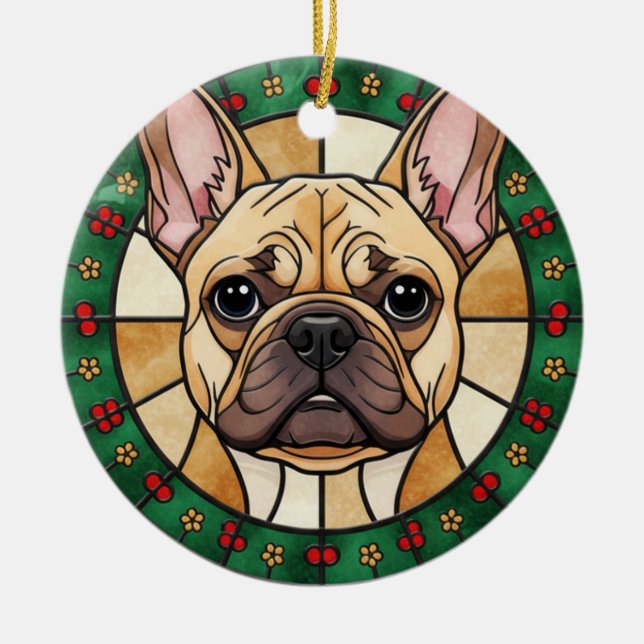 kundenspezifischer gestanzter Glaseffekt DOG's Nam Keramik Ornament (Vorne)