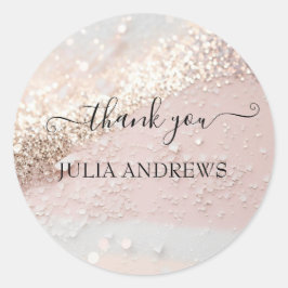 Kundenspezifischer Glitzer "Danke!" Runder Aufkleber