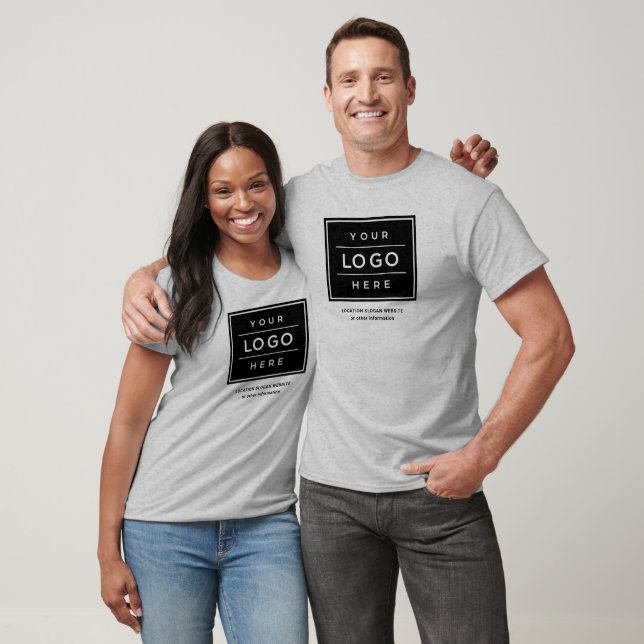 Kundenspezifischer grauer Firmenname und Logo-Mark T-Shirt (Unisex)