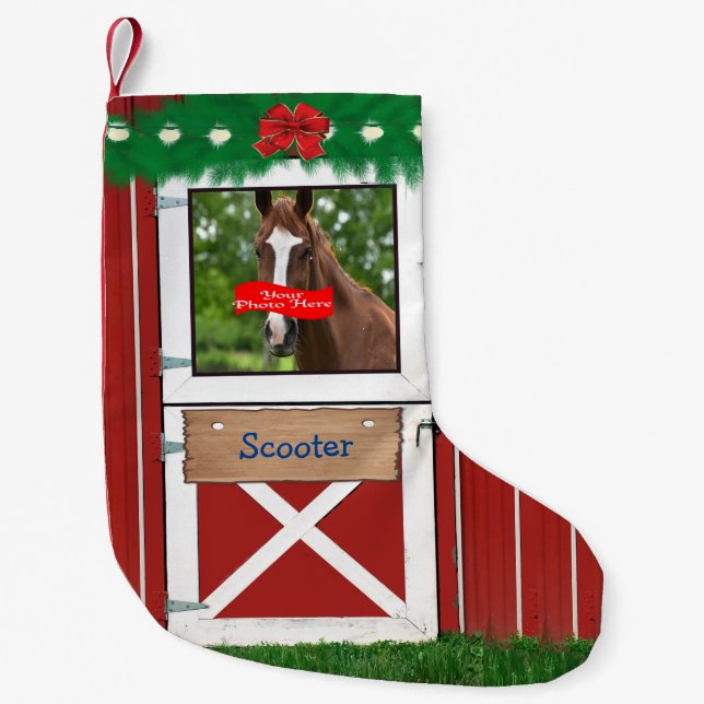 Kundenspezifischer (Ihr PferdeFoto-) Kleiner Weihnachtsstrumpf (Vorderseite)