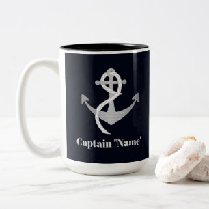 Kundenspezifischer Kapitän Mug mit silbernem Anke Zweifarbige Tasse