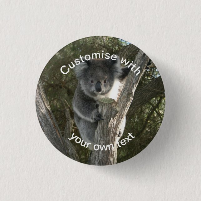 Kundenspezifischer Koala, der einen Baum klettert Button (Vorderseite)