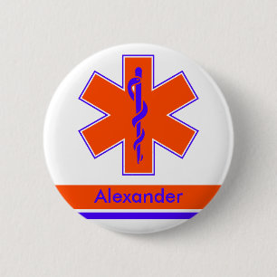 Kundenspezifischer Krankenwagen-orange und blauer Button
