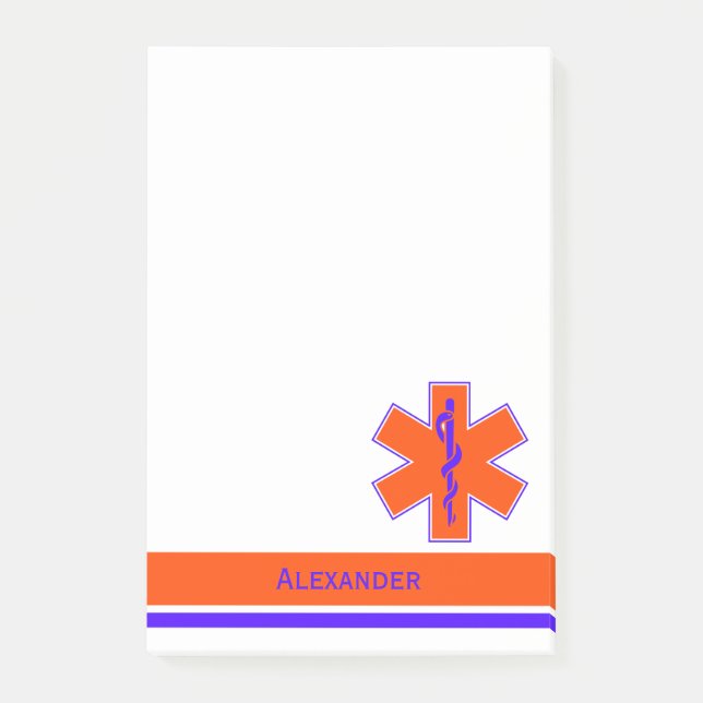 Kundenspezifischer Krankenwagen-orange und blauer Post-it Klebezettel (Vorderseite)