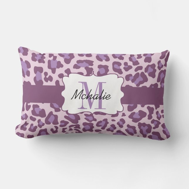 Kundenspezifischer Leopard-Druck-lila Lendenkissen (Vorderseite)