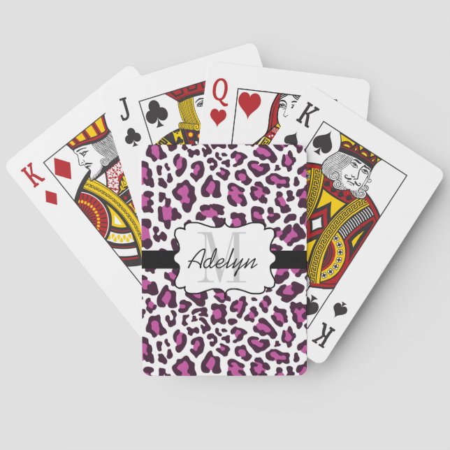 Kundenspezifischer Leopard-Druck-lila Spielkarten (Rückseite)