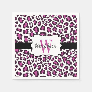 Kundenspezifischer Leopard-lila Schwarz-weiße Serviette