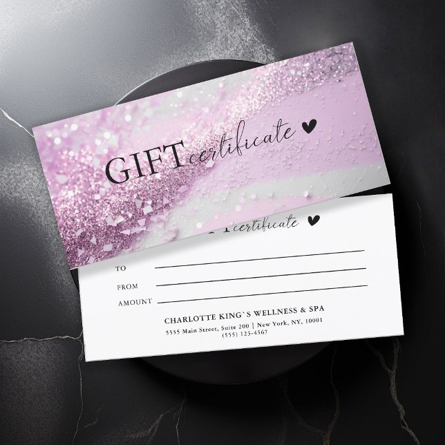 Kundenspezifischer, lila-silberner Glitzer, Geschä (Customer specific, trendy, violet-silver, glitter, business gift certificate.)