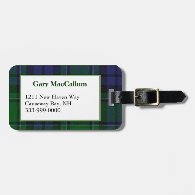 Kundenspezifischer MacCallum Tartan-karierter Gepäckanhänger (Vorderseite horizontal)