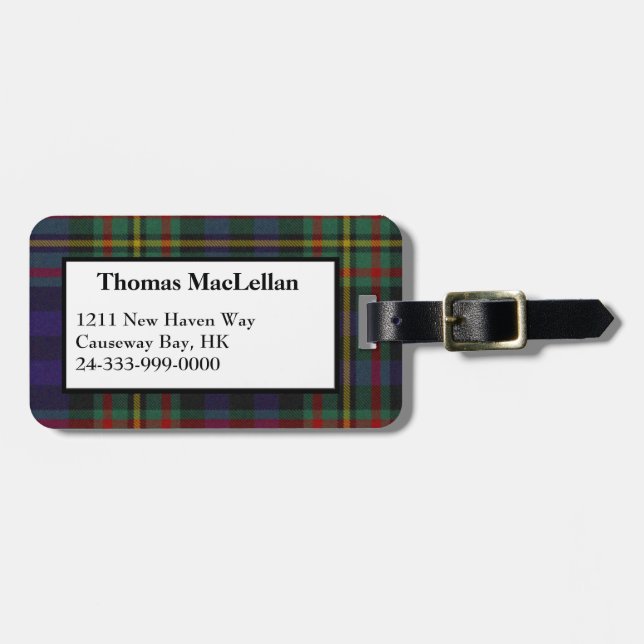 Kundenspezifischer MacLellan Tartan-karierter Gepäckanhänger (Vorderseite horizontal)