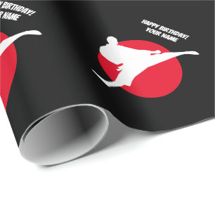 Kundenspezifischer martials Kunstkarate-Silhouette Geschenkpapier