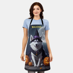 kundenspezifischer Name Spooky Husky Hund Hallowee Schürze