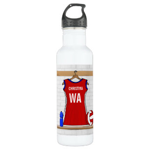 Kundenspezifischer Netball-einheitliches Rot mit Edelstahlflasche