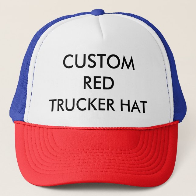 Kundenspezifischer personalisierter ROTER, WEISSER Truckerkappe (Vorderseite)