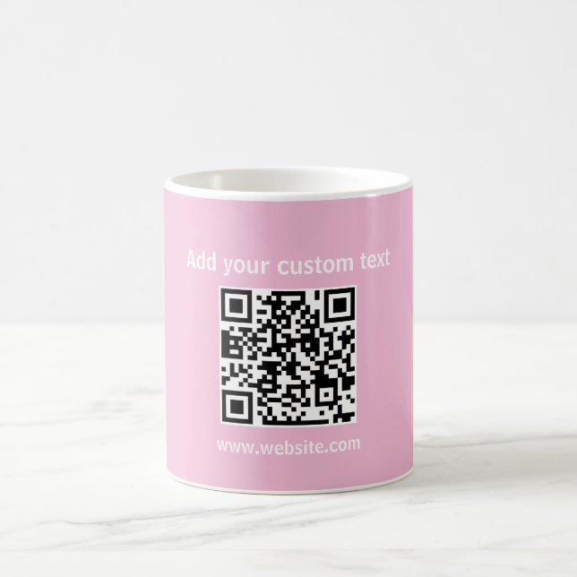 Kundenspezifischer Qr-Code für pinkfarbene, minima Kaffeetasse (Mittel)