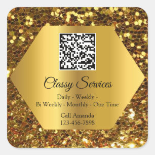 Kundenspezifischer QR-Code Gold Frame Name Gold Quadratischer Aufkleber