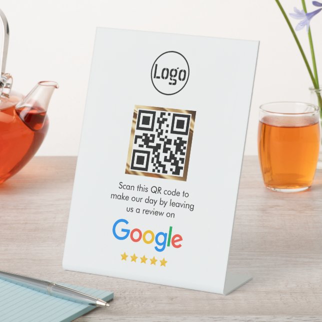 Kundenspezifischer QR-Code Google Review Pedestal  Sockelschild (In Situ)