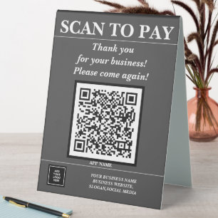 Kundenspezifischer QR-Code Mobile Pay Hier Logo gr Tischaufsteller