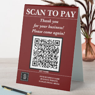 Kundenspezifischer QR-Code Mobile Pay Hier Logo Ro Tischaufsteller