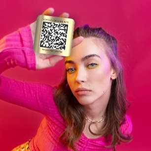 Kundenspezifischer QR-Code Prüfung Me Name Gold Quadratischer Aufkleber