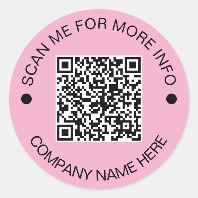 Kundenspezifischer QR-Code Rund Pink Waterproof Bu Runder Aufkleber (Vorderseite)