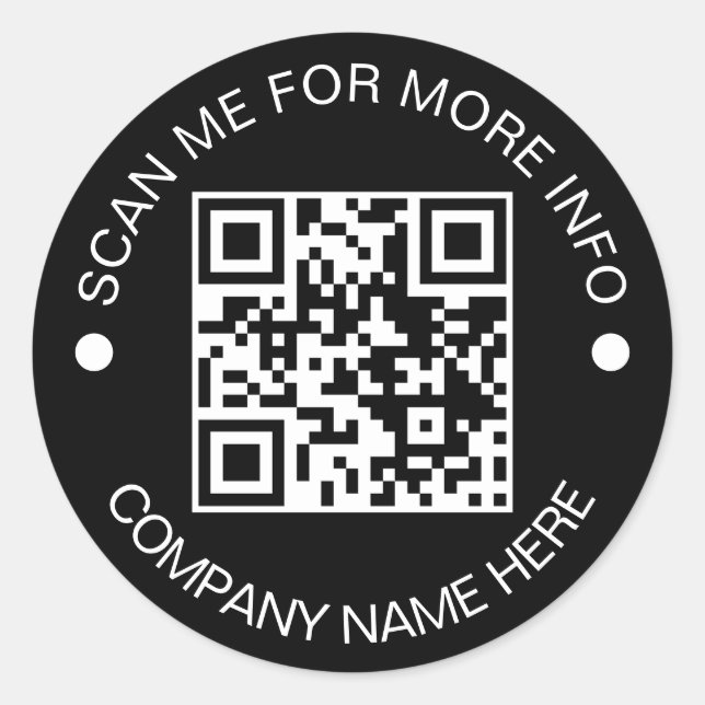 Kundenspezifischer QR-Code Rund schwarzes, wassers Runder Aufkleber (Vorderseite)