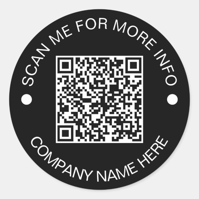 Kundenspezifischer QR-Code Rund schwarzes, wassers Runder Aufkleber (Vorderseite)