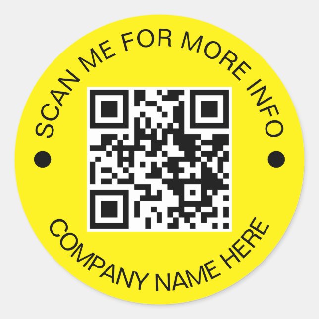 Kundenspezifischer QR-Code Rund Yellow Wedge Busin Runder Aufkleber (Vorderseite)