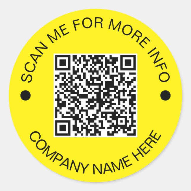 Kundenspezifischer QR-Code Rund Yellow Wedge Busin Runder Aufkleber (Vorderseite)