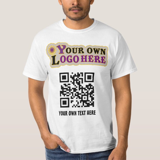 Kundenspezifischer QR-Code und Logo T-Shirt (Vorderseite)