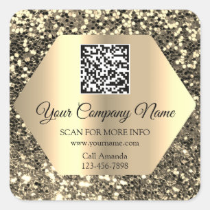 Kundenspezifischer QR-Code Werbe-Gold-Glitzer Quadratischer Aufkleber