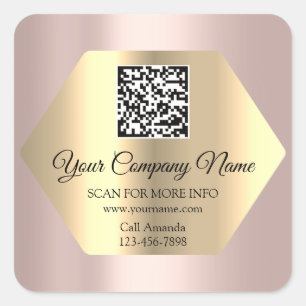 Kundenspezifischer QR-Code Werbe-Rose Gold Quadratischer Aufkleber