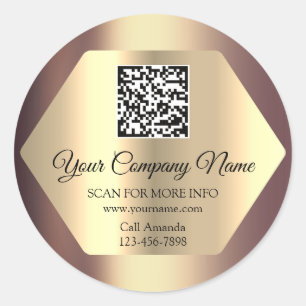 Kundenspezifischer QR-Code Werbe-Rose Gold Runder Aufkleber