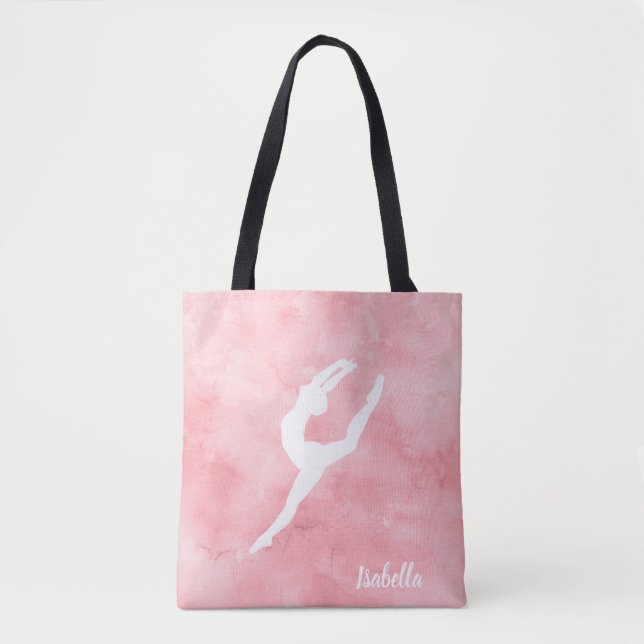 Kundenspezifischer rosa Aquarell-Tanz Tasche (Vorderseite)