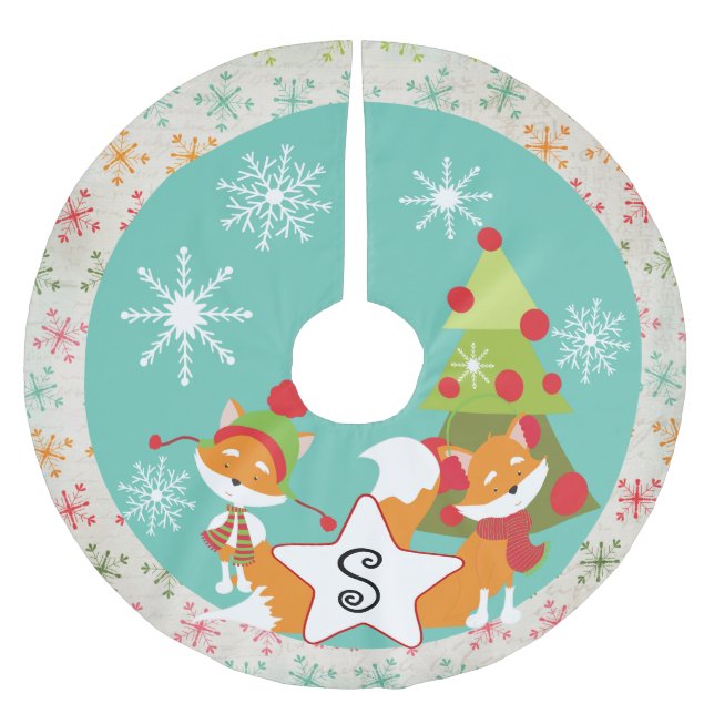 Kundenspezifischer roter polyester weihnachtsbaumdecke (Vorderseite)