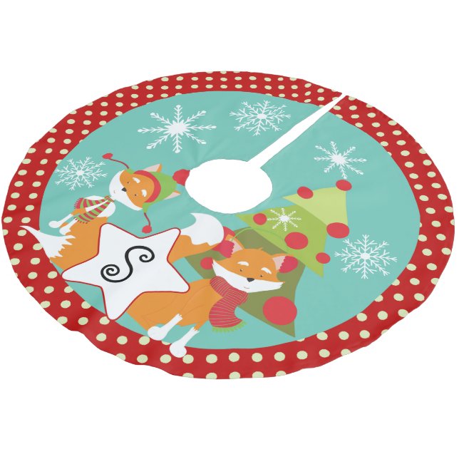 Kundenspezifischer roter polyester weihnachtsbaumdecke (Schrägansicht)