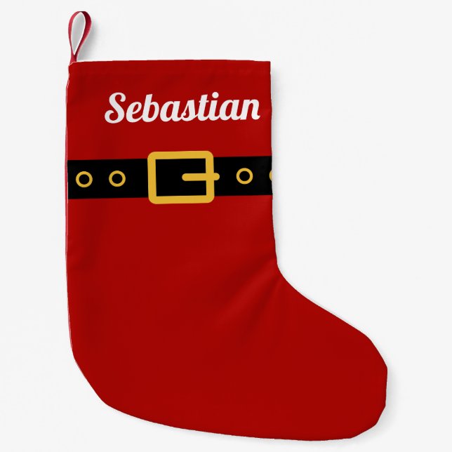 Kundenspezifischer roter Weihnachtsmann-Anzug Kleiner Weihnachtsstrumpf (Vorderseite)