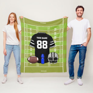 Kundenspezifischer schwarzer und grauer Fußball Fleecedecke