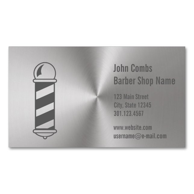 Kundenspezifischer silberner Metallblick-Friseur Magnetische Visitenkarte (Vorderseite)