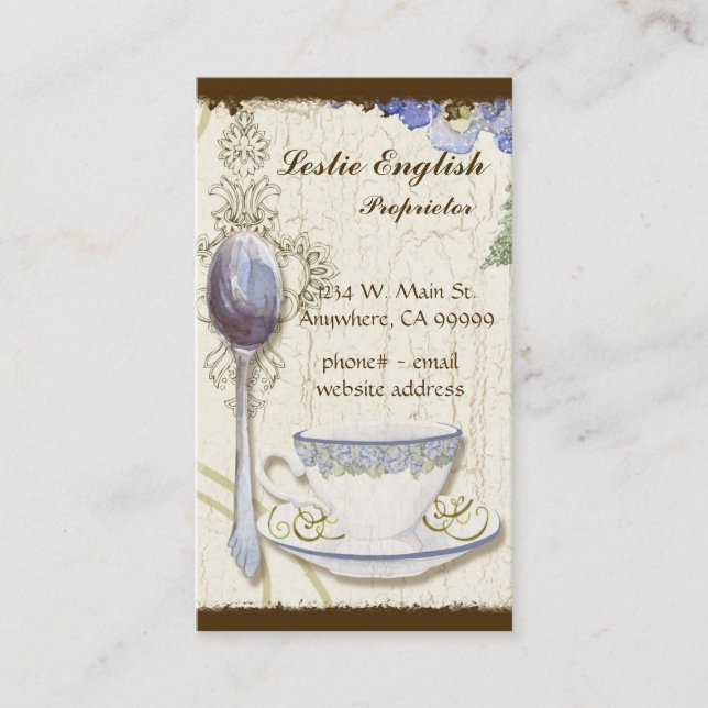 Kundenspezifischer Tee-Kaffeeshoppe-elegante Visitenkarte (Vorderseite)