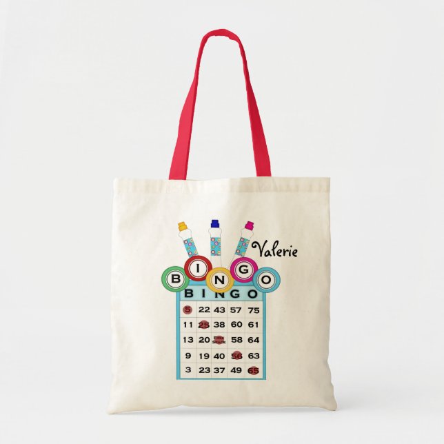 Kundenspezifischer Text-bunte Bingo-Taschen-Tasche Tragetasche (Vorne)