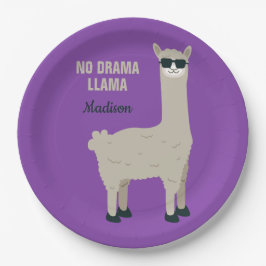 Kundenspezifischer Text des coolen Lamas u. Pappteller
