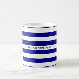 Kundenspezifischer Text-Namen-dunkelblaue u. weiß Kaffeetasse