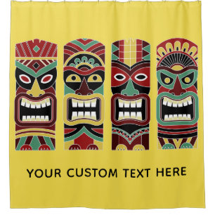 Kundenspezifischer Text Tiki Totems u. Duschvorhang