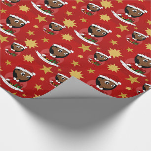 Kundenspezifischer Weihnachtsmädchen-Cartoon Geschenkpapier