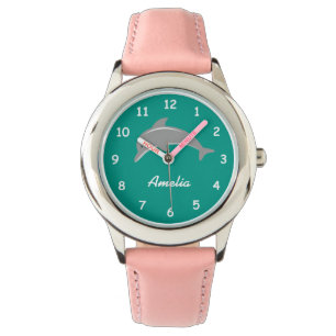 Kundenspezifisches Aqua und rosa Mädchenuhr mit Armbanduhr